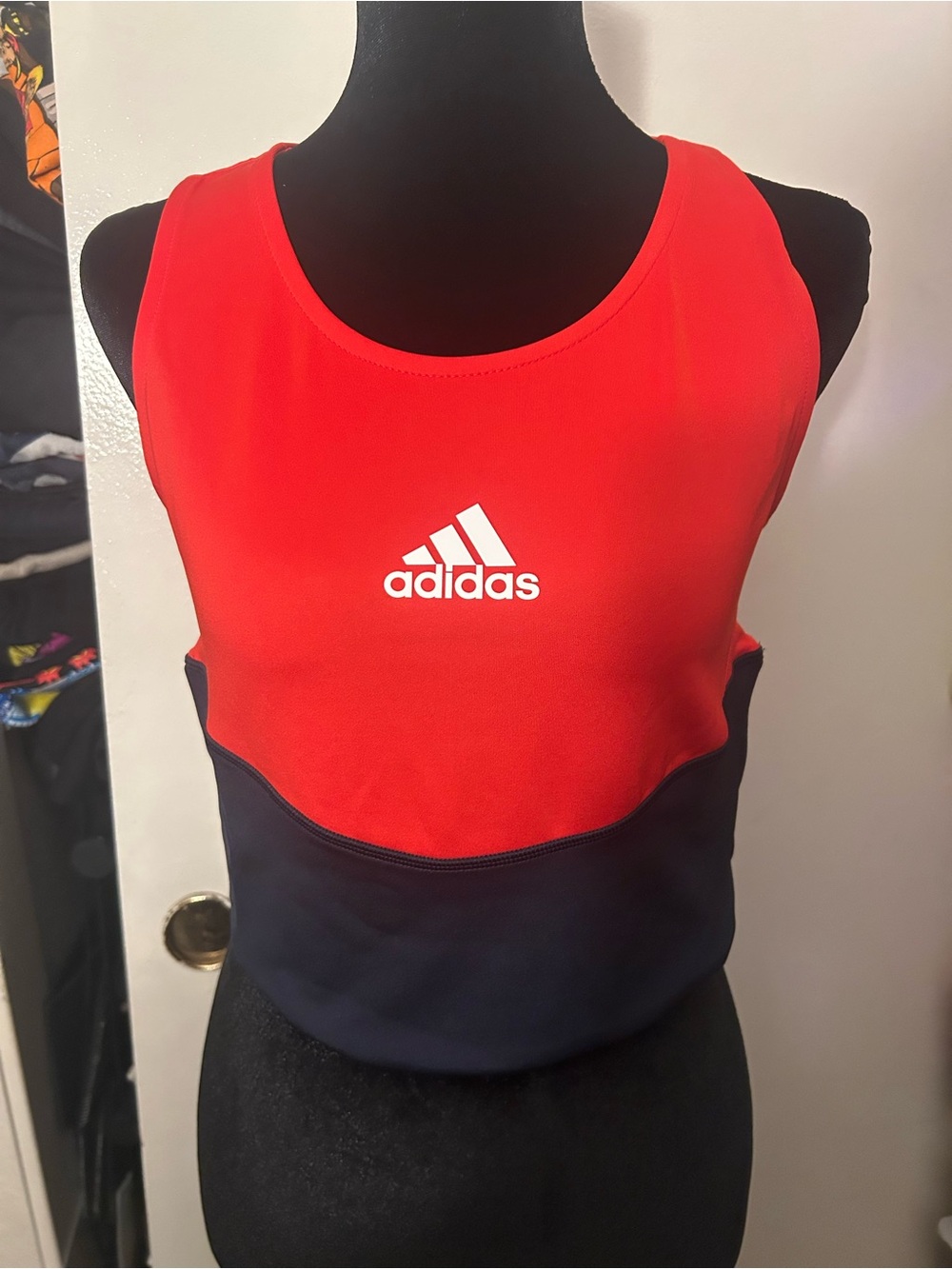ADIDAS RED AND BLUE CROP TOP